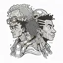 A tattoo design showcasing Riley from The Boondocks, Eddy from Ed, Edd n Eddy, and Bender from Futurama, all known for their scheming and hustling ways tattoo design idea