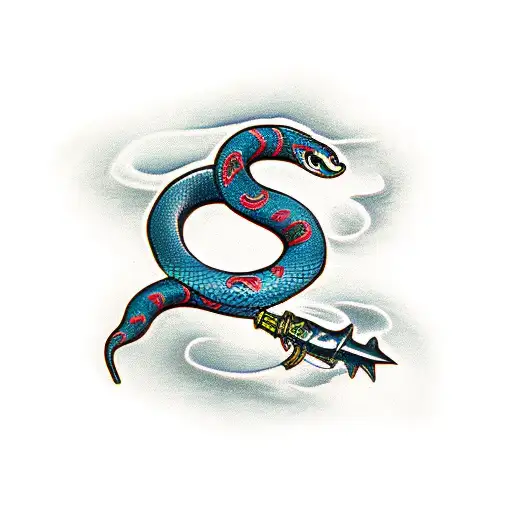 Snake dagger  tattoo design idea