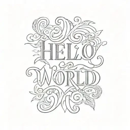 HELLO WORLD TEXT tattoo design idea