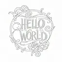 HELLO WORLD TEXT tattoo design idea