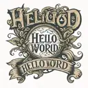 HELLO WORLD TEXT tattoo design idea