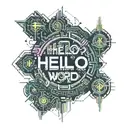 HELLO WORLD TEXT tattoo design idea