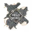 HELLO WORLD TEXT tattoo design idea