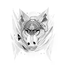 lobo com cocar de indio  tattoo design idea