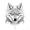 lobo com cocar de indio  tattoo design idea