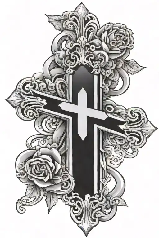 rosary with cross with name Garcia  tattoo design idea