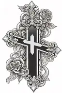 rosary with cross with name Garcia  tattoo design idea