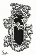 rosary with cross with name Garcia  tattoo design idea