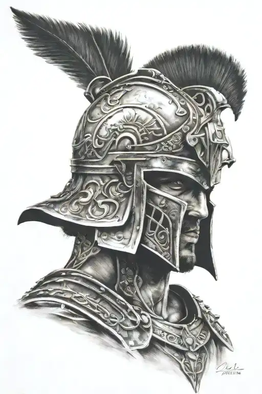 gladiator, armor tattoo tattoo design idea