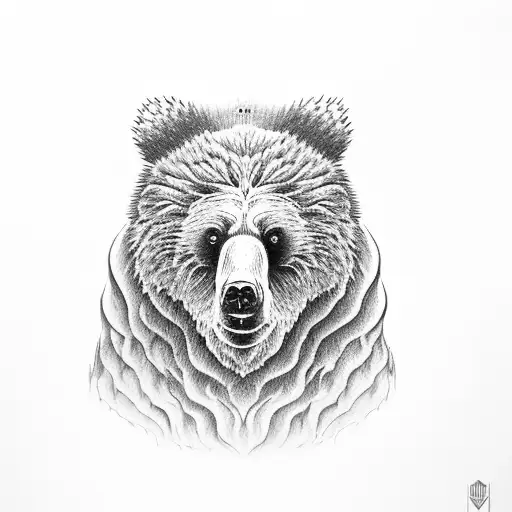 brown bear with crown tattoo design idea