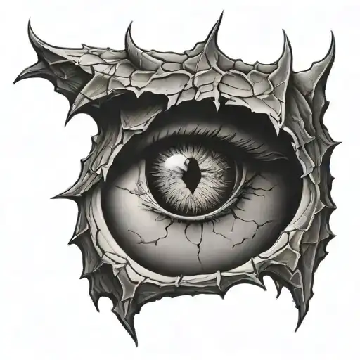 two devils eye in an earth crack tattoo design idea