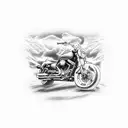 motorcycle,lighting McQueen, rest in peace  tattoo design idea