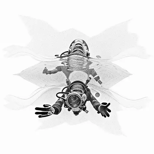 diver, family, swiss alps tattoo design idea