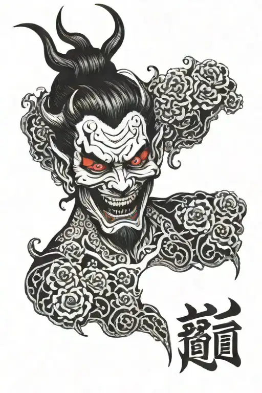 devil crying face tattoo design idea