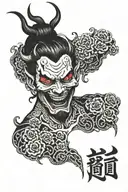 devil crying face tattoo design idea