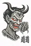 devil crying face tattoo design idea