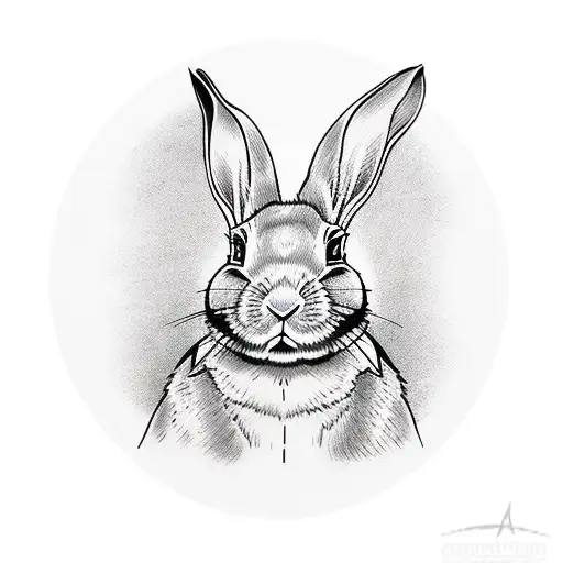 japanese style full body rabbit in circle tattoo design idea