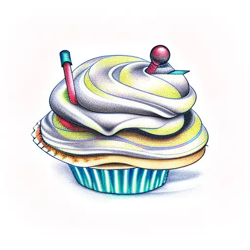 cupcake & joystick tattoo design idea