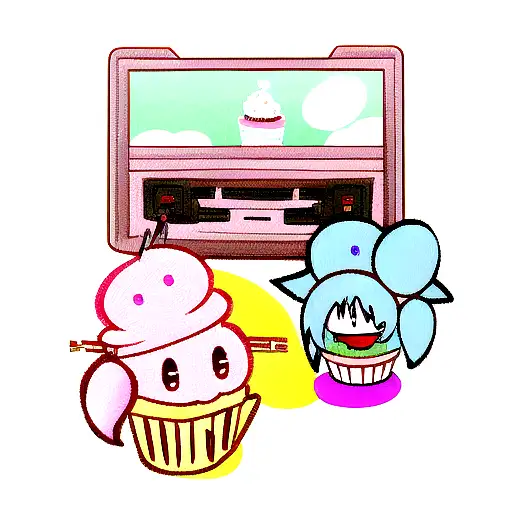 cupcake & joystick tattoo design idea