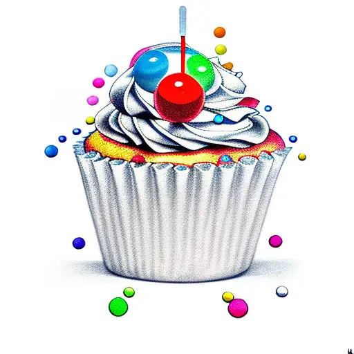 cupcake & joystick tattoo design idea