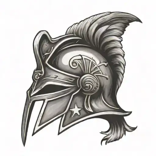 Bronze Hoplite Helmet with american flag intertwined tattoo design idea