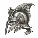 Bronze Hoplite Helmet with american flag intertwined tattoo design idea