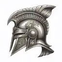 Bronze Hoplite Helmet with american flag intertwined tattoo design idea