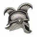 Bronze Hoplite Helmet with american flag intertwined tattoo design idea