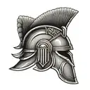 Bronze Hoplite Helmet with american flag intertwined tattoo design idea