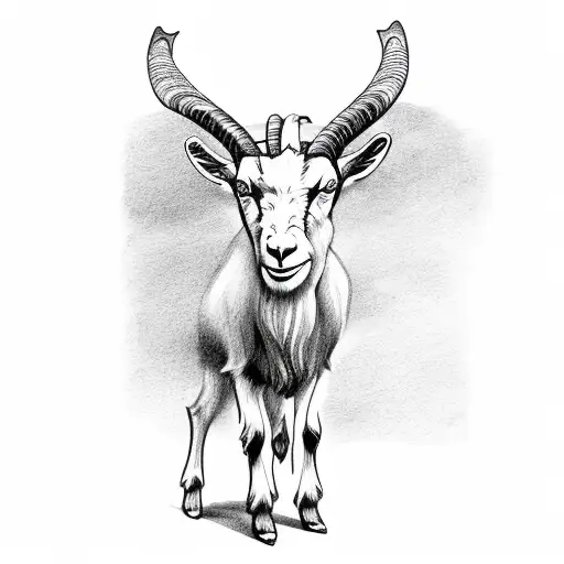 a full body of a goat standing on hind legs  tattoo design idea