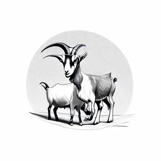 profile of a goat standing on hind legs  tattoo design idea