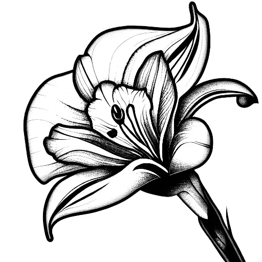 lily, gladiolus, narcissus flower tattoo design idea