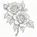 a rose which has a face with two masks on, an happy one and a sad one and thorns are falling out of it tattoo design idea