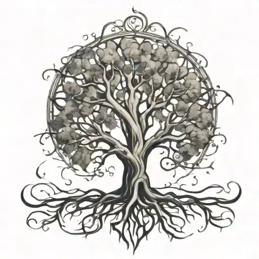 I need you to generate a tattoo. I want it to be the tree of life with my brothers initials D.W.A in the bark of the tre tattoo design idea