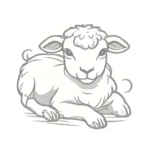 lamb cute laying down  tattoo design idea