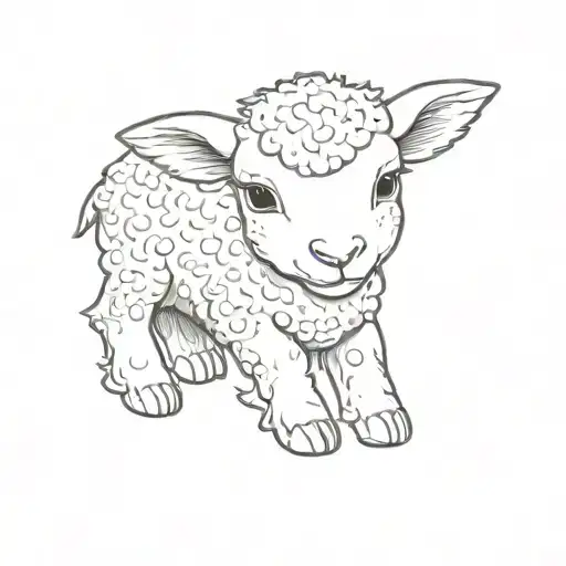 lamb cute laying down  tattoo design idea