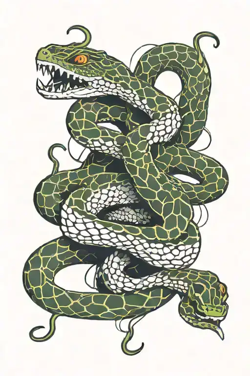 snakes, abstract lines, piccolo   tattoo design idea