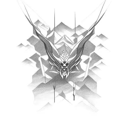 Le tatouage commence par une imposante montagne qui symbolise les défis et les obstacles que vous avez surmontés dans vo tattoo design idea