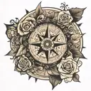 family in compass tattoo design idea