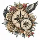 family in compass tattoo design idea