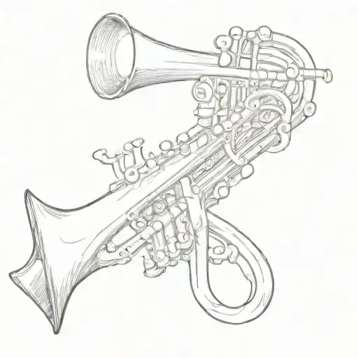 trumpet and microphone tattoo design idea