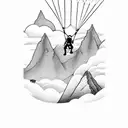 Paragliding over a mountain range tattoo design idea