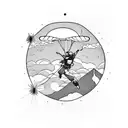 Paragliding over a mountain range tattoo design idea