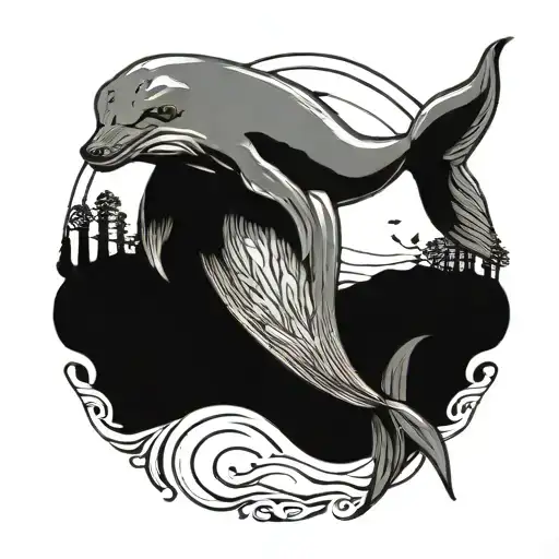 dolphin jumping and a wombat tattoo design idea