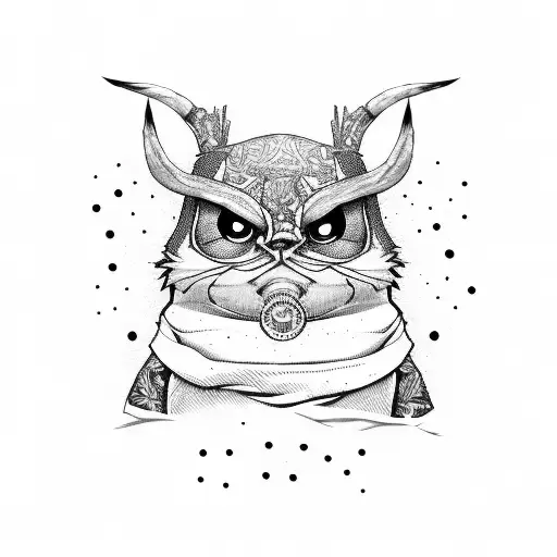 Badtz-Maru holding an ak-47 tattoo design idea