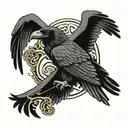 celtic raven flying tattoo design idea