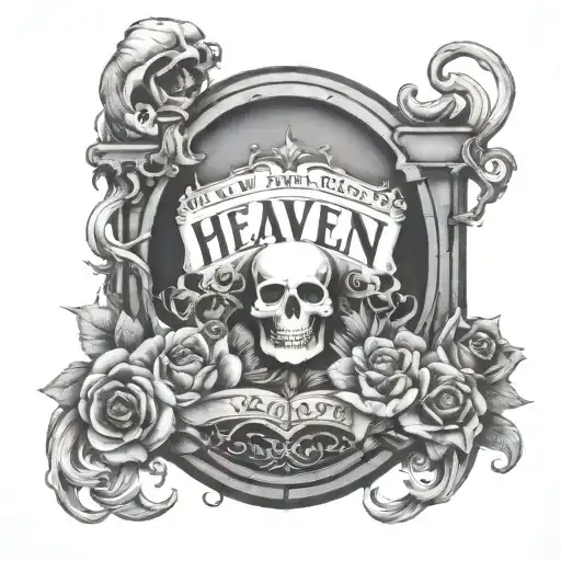 tombstone that says Heaven Beside You, Hell Within tattoo design idea