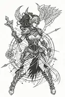 Combine elements of techno music and Norse mythology to create a futuristic Valkyrie warrior DJ tattoo design idea
