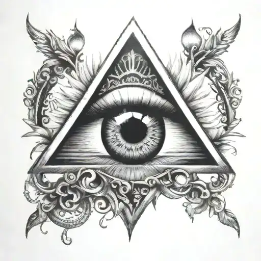 all seeing eye symbol integrated tattoo design idea
