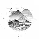 ocean desert mountains tattoo design idea